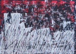 Hangaszálak Apollinaire kertjében - papír - tempera - 50x70 cm - 2024