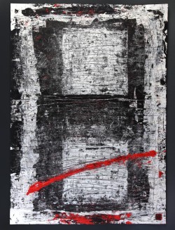Elmozdulás - papír, tempera - 70x50 cm - 2024