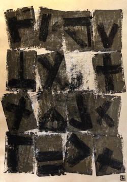 Szolláth Katalin - Jelek - papír, tempera - 73x53 cm - 2024