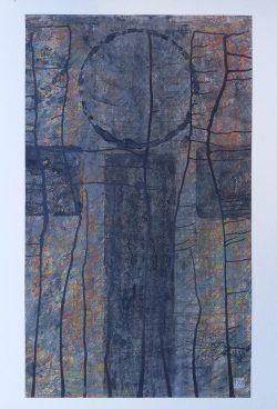 Vonalak hálójában - papír, tempera, ceruza, pác - 70x50 cm - 2025